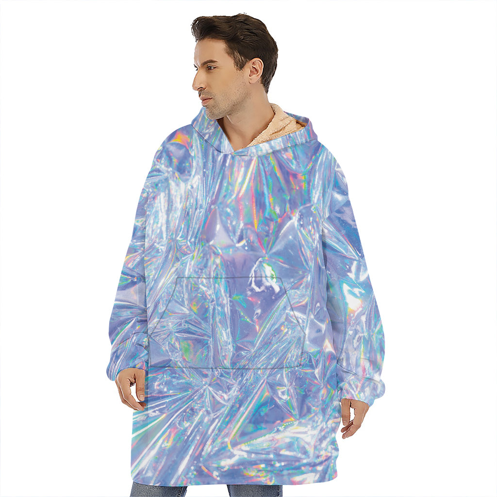 Holographic Artwork Print Hoodie Blanket