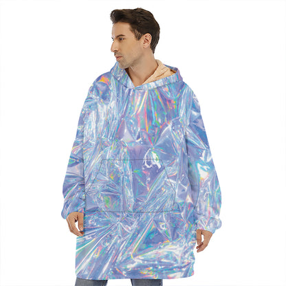 Holographic Artwork Print Hoodie Blanket