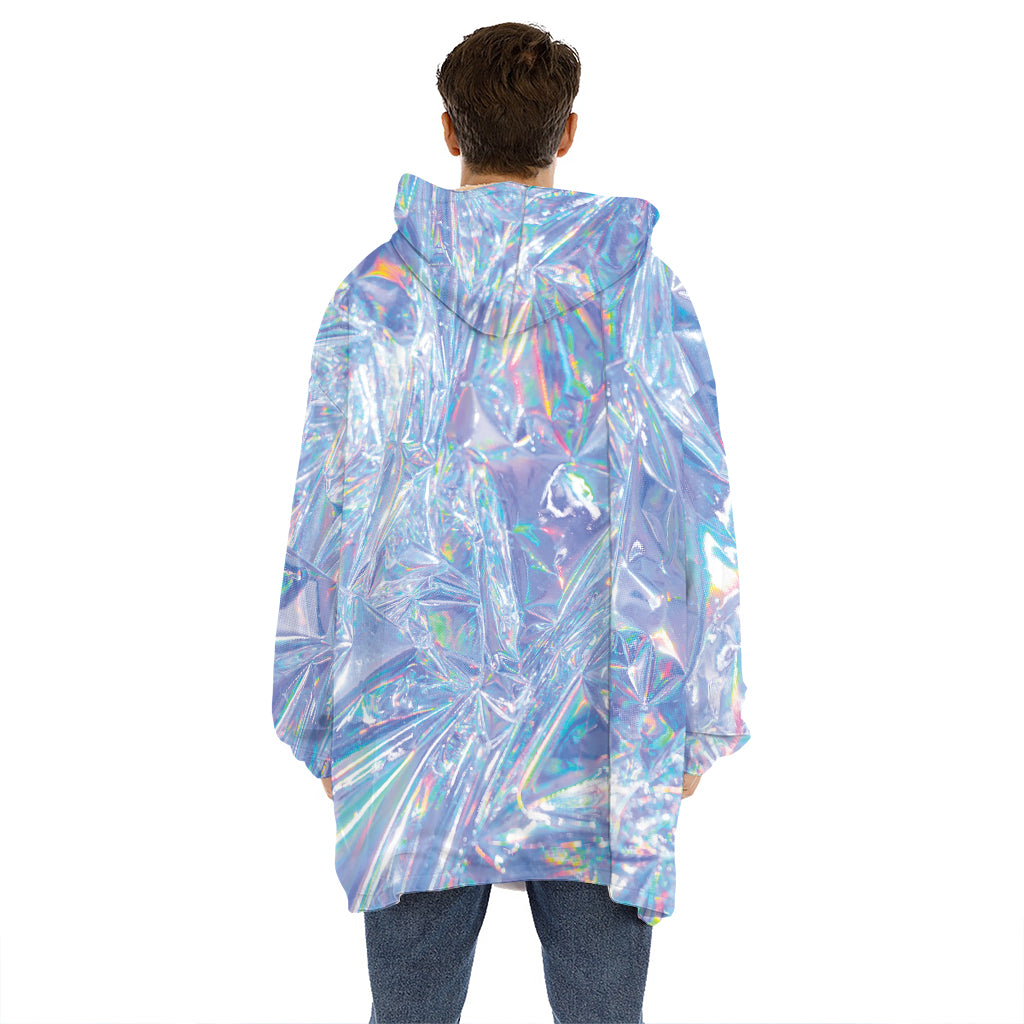 Holographic Artwork Print Hoodie Blanket