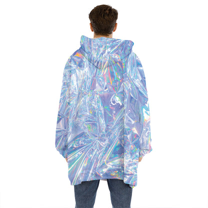 Holographic Artwork Print Hoodie Blanket