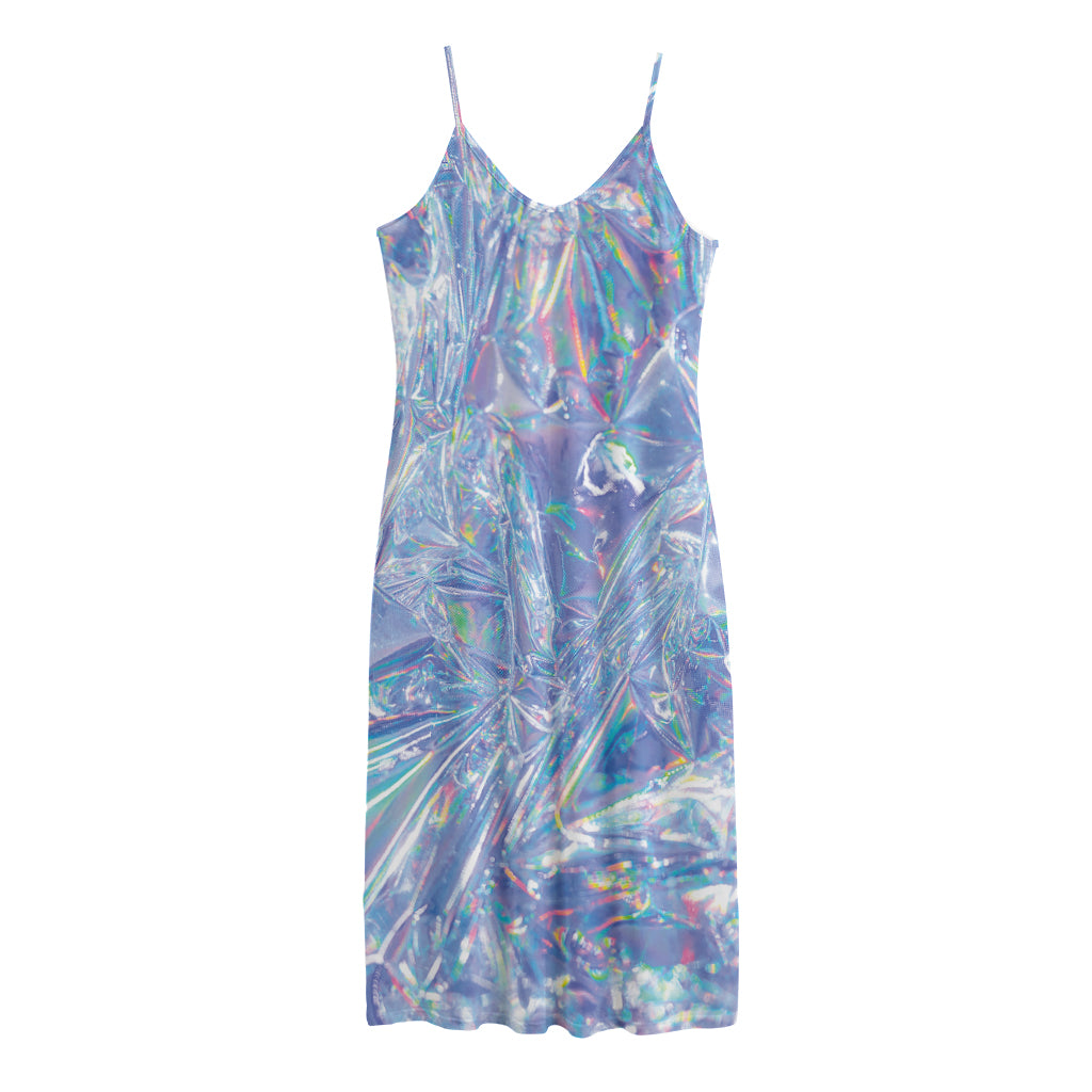 Holographic Artwork Print Jersey Midi Cami Dress