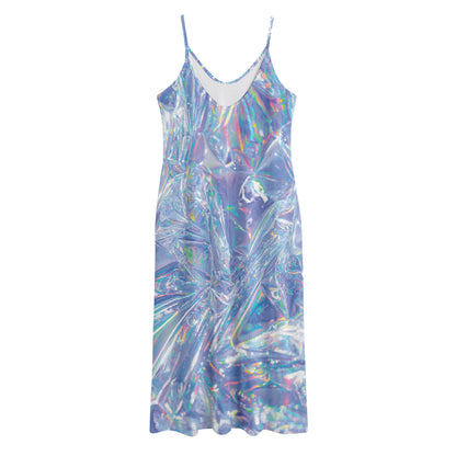 Holographic Artwork Print Jersey Midi Cami Dress