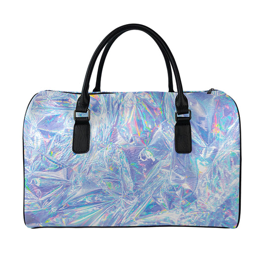 Holographic Artwork Print Leather Duffle Bag
