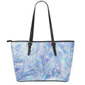 Holographic Artwork Print Leather Tote Bag With Zipper