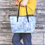Holographic Artwork Print Leather Tote Bag