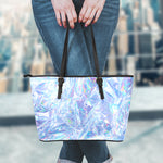 Holographic Artwork Print Leather Tote Bag