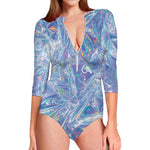 Holographic Artwork Print Long Sleeve Swimsuit