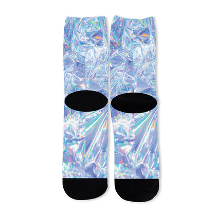 Holographic Artwork Print Long Socks