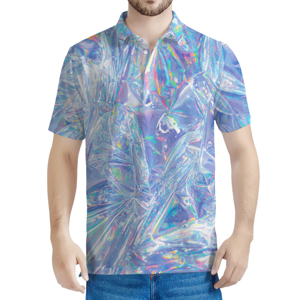 Holographic Artwork Print Men's Polo Shirt