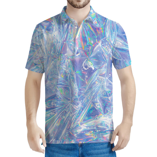 Holographic Artwork Print Men's Polo Shirt