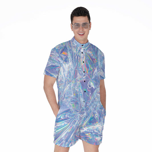 Holographic Artwork Print Men's Rompers