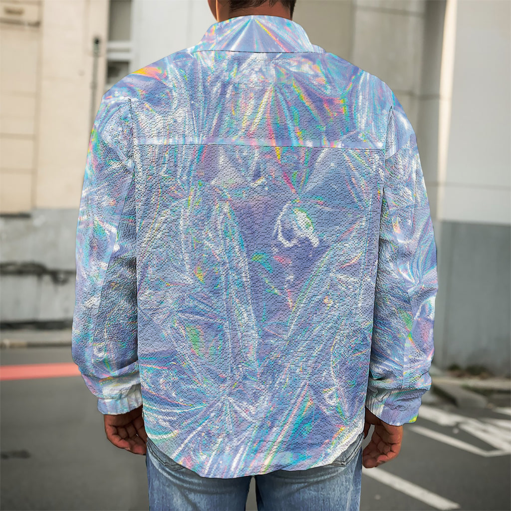 Holographic Artwork Print Men's Shirt Jacket