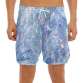 Holographic Artwork Print Men's Split Running Shorts