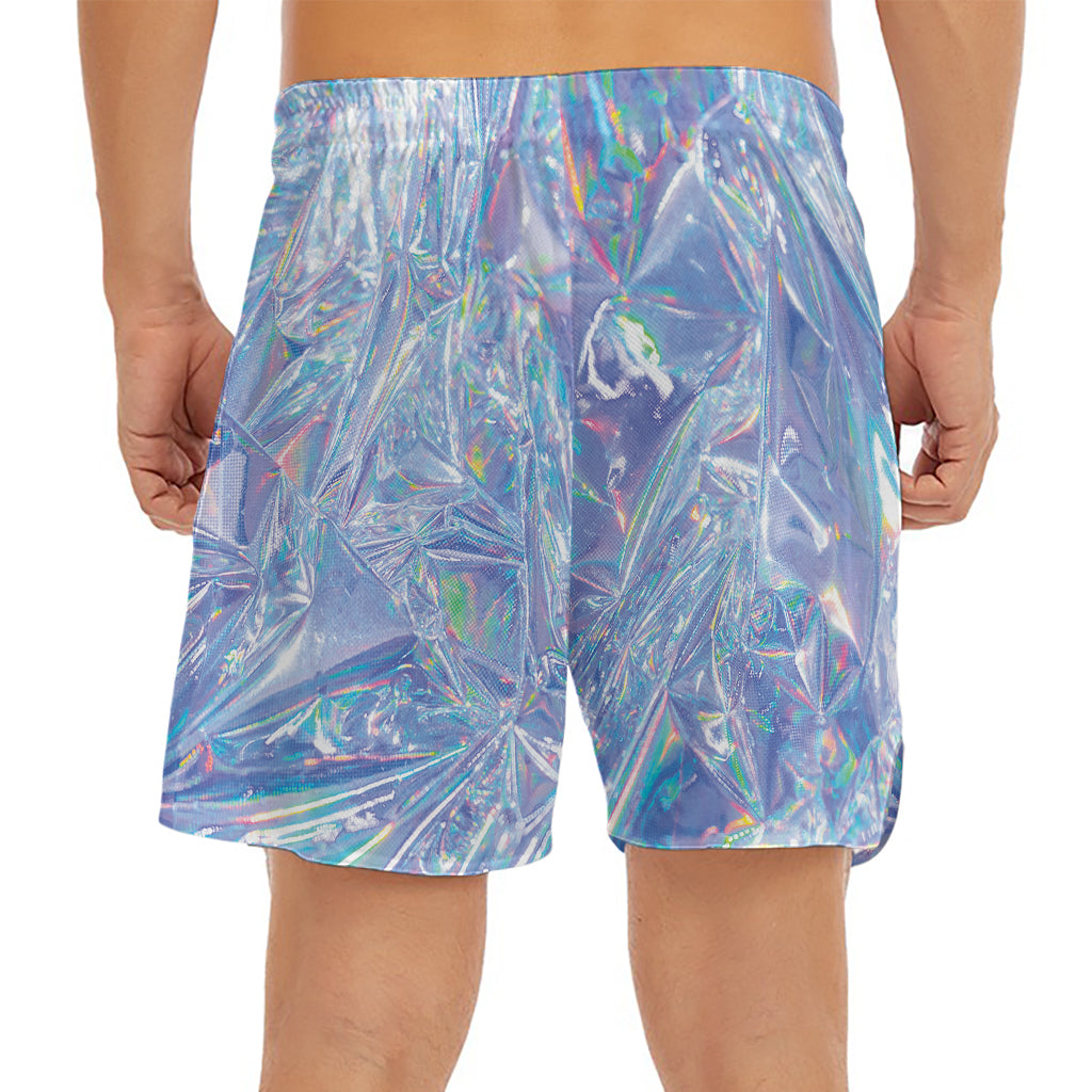 Holographic Artwork Print Men's Split Running Shorts