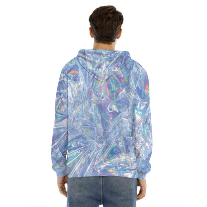 Holographic Artwork Print Men's Velvet Pullover Hoodie
