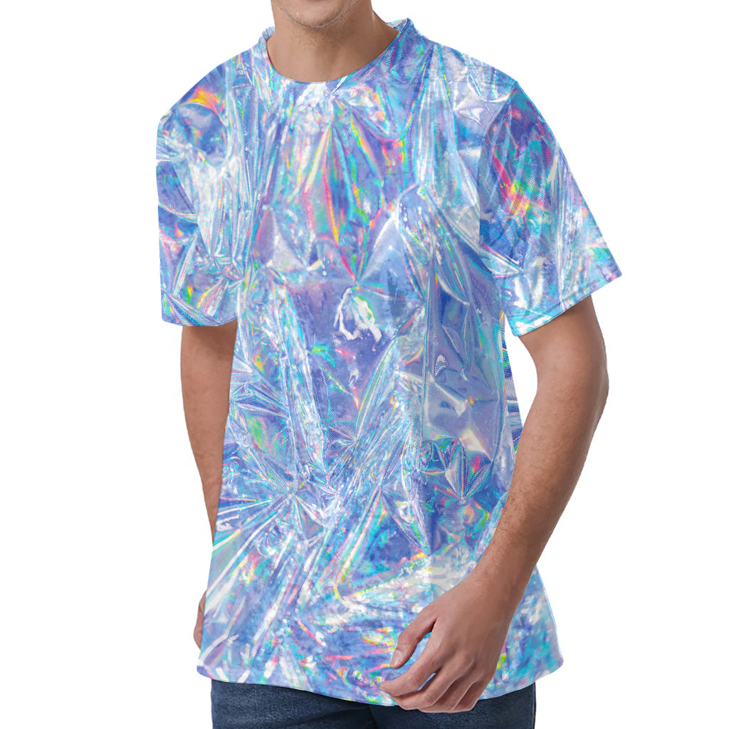 Holographic Artwork Print Men's Velvet T-Shirt
