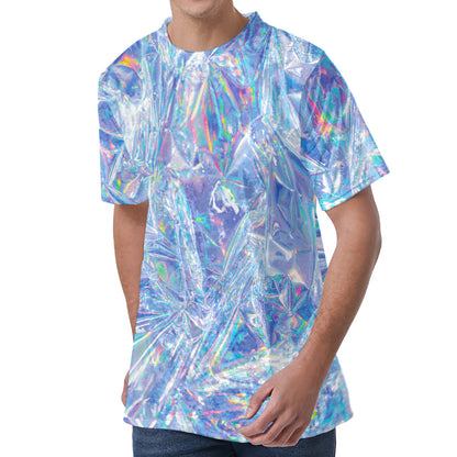 Holographic Artwork Print Men's Velvet T-Shirt