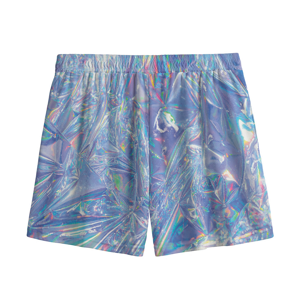 Holographic Artwork Print Mesh Shorts