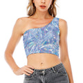 Holographic Artwork Print One Shoulder Crop Top