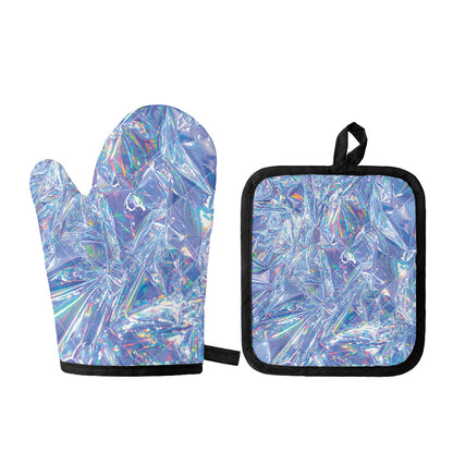 Holographic Artwork Print Oven Mitt And Pot Holder Set