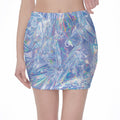 Holographic Artwork Print Pencil Mini Skirt