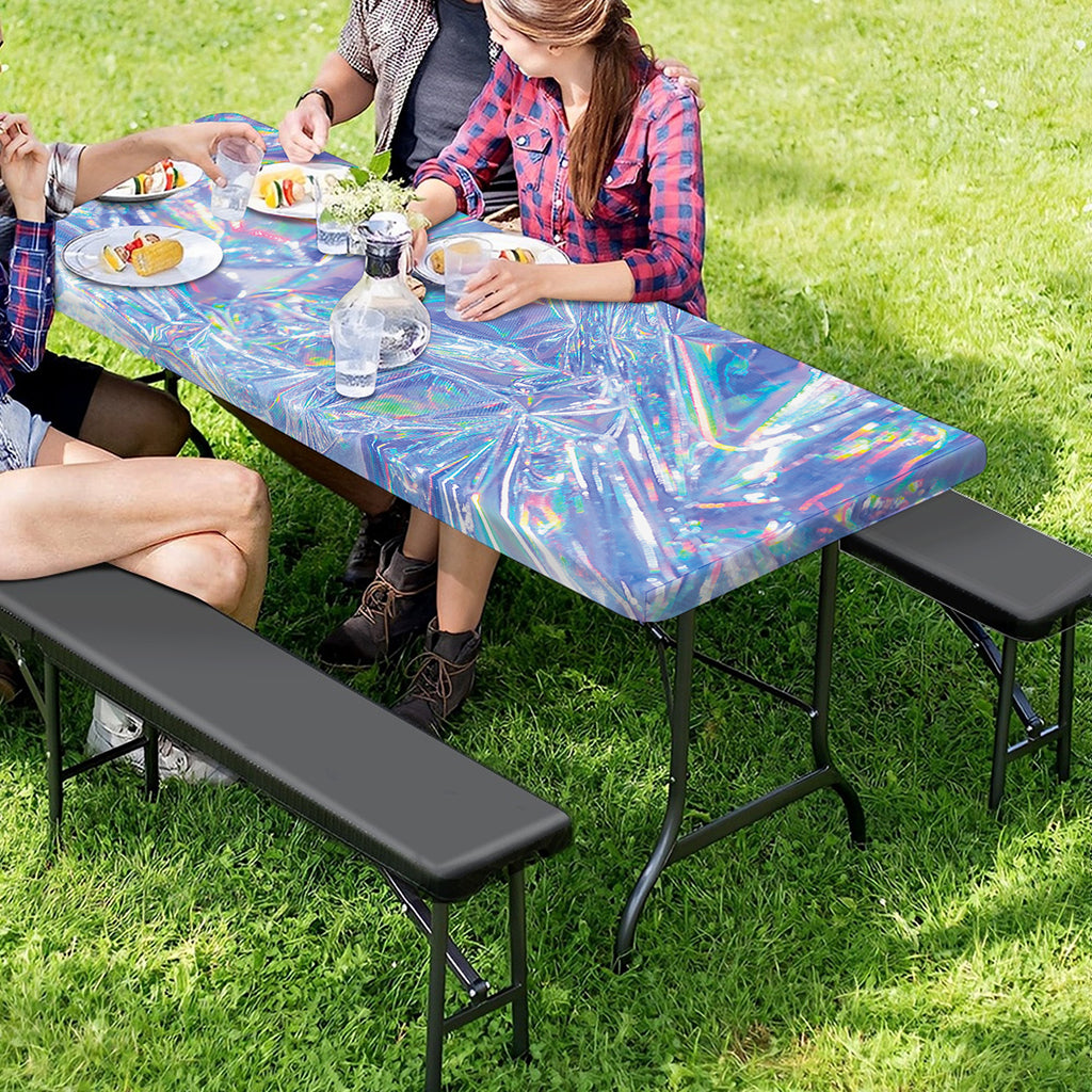 Holographic Artwork Print Picnic Table Cover