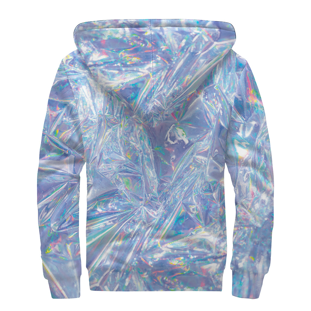 Holographic Artwork Print Sherpa Lined Zip Up Hoodie