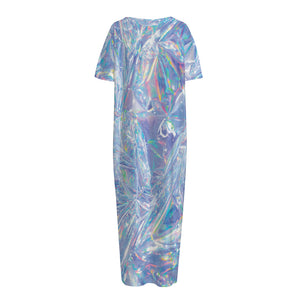 Holographic Artwork Print Short Sleeve Long Nightdress