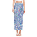 Holographic Artwork Print Side Slit Maxi Skirt
