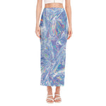 Holographic Artwork Print Side Slit Maxi Skirt