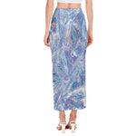 Holographic Artwork Print Side Slit Maxi Skirt