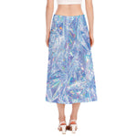 Holographic Artwork Print Side Slit Midi Skirt