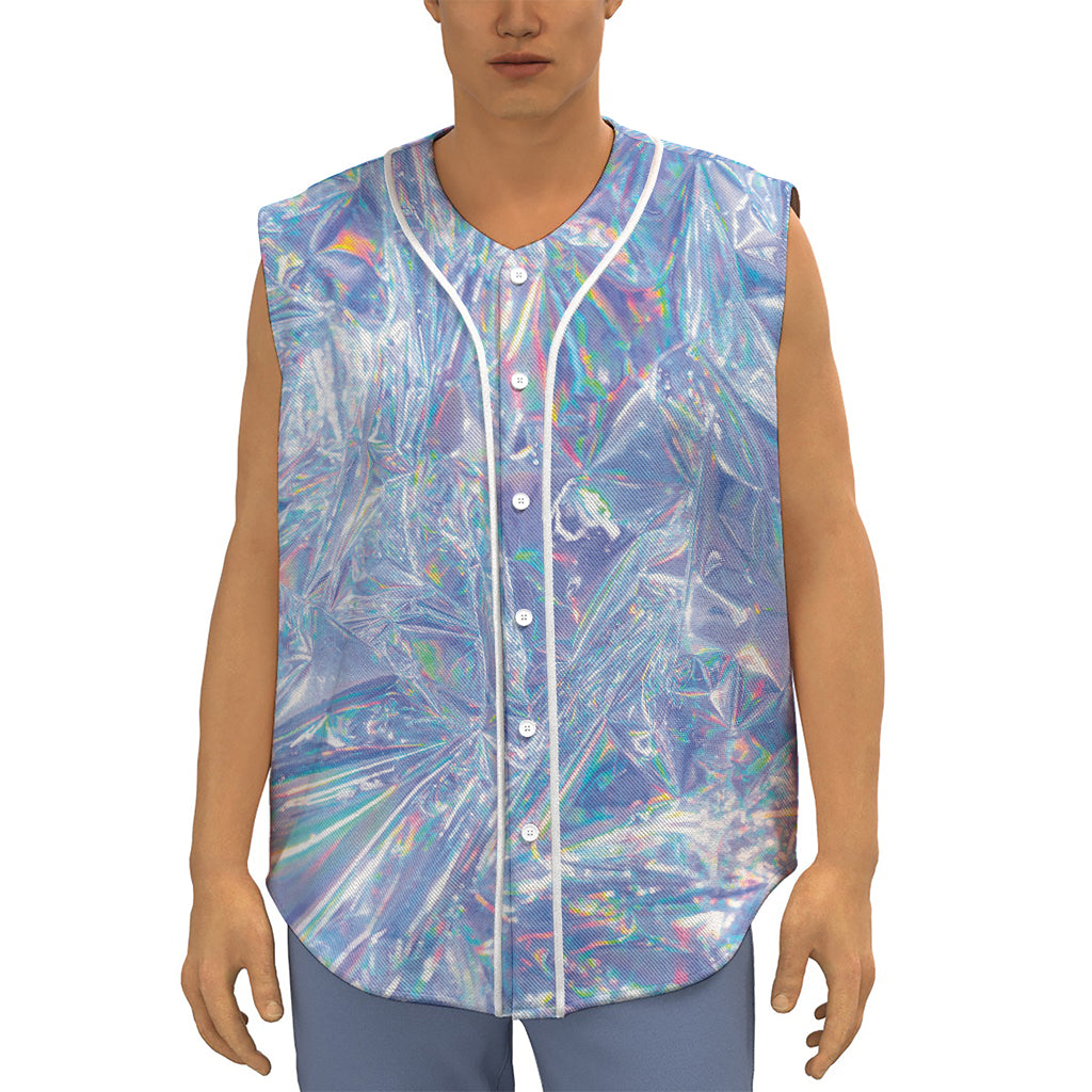 Holographic Artwork Print Sleeveless Baseball Jersey