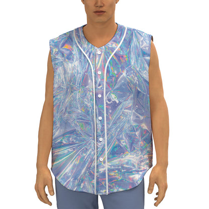 Holographic Artwork Print Sleeveless Baseball Jersey