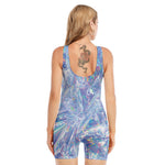 Holographic Artwork Print Sleeveless One Piece Swimsuit
