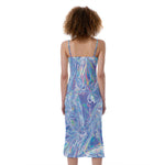 Holographic Artwork Print Slim Fit Midi Cami Dress