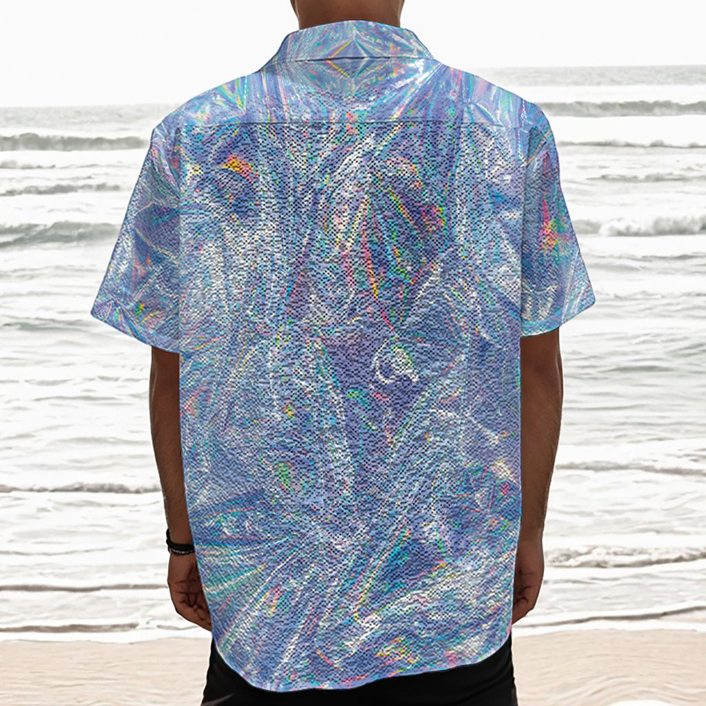 Holographic Artwork Print Textured Short Sleeve Shirt