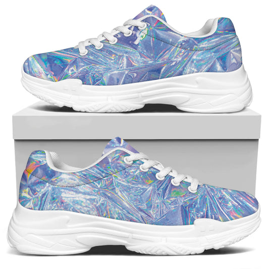 Holographic Artwork Print White Chunky Shoes