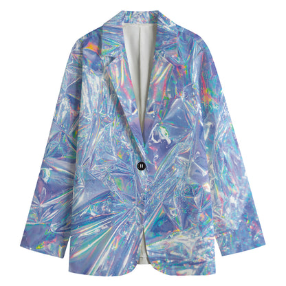 Holographic Artwork Print Women's Cotton Blazer