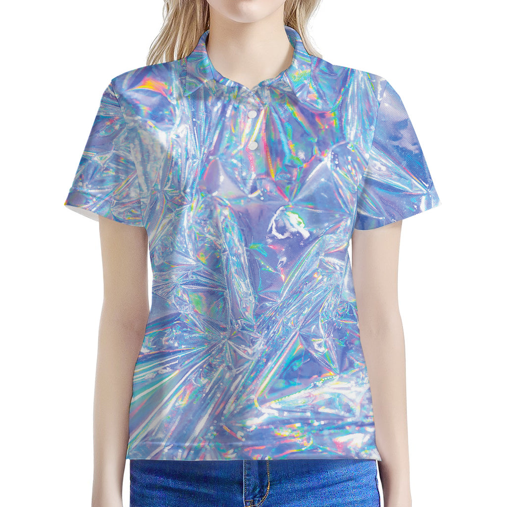 Holographic Artwork Print Women's Polo Shirt