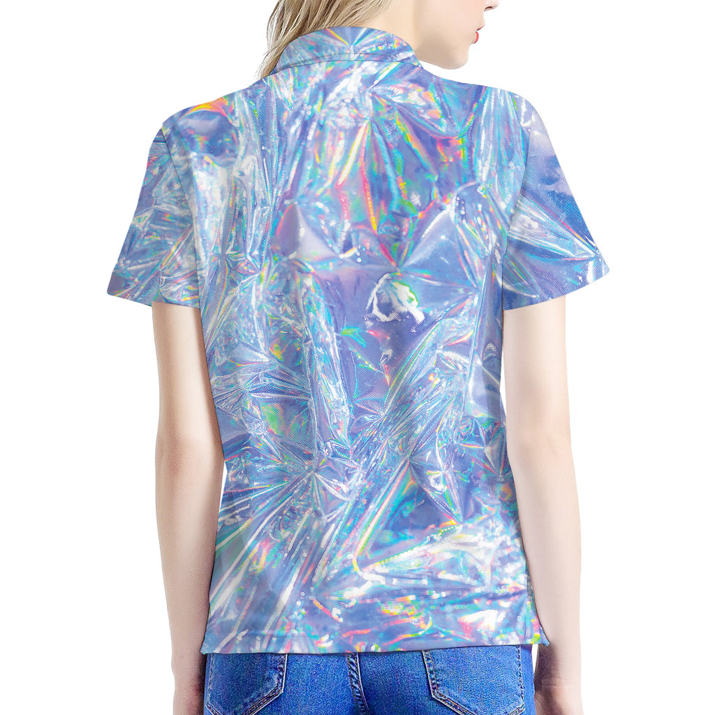 Holographic Artwork Print Women's Polo Shirt
