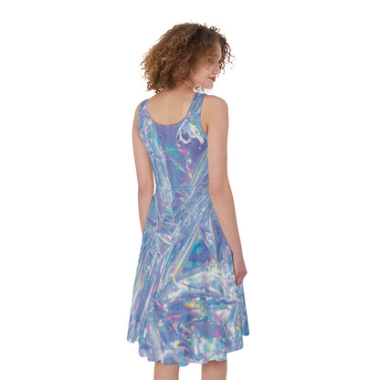 Holographic Artwork Print Women's Sleeveless Dress