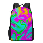 Holographic Neon Liquid Trippy Print 17 Inch Backpack