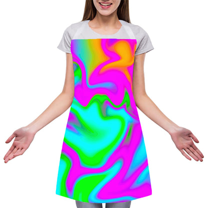 Holographic Neon Liquid Trippy Print Adjustable Apron