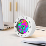 Holographic Neon Liquid Trippy Print Alarm Clock