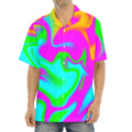 Holographic Neon Liquid Trippy Print Aloha Shirt