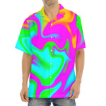 Holographic Neon Liquid Trippy Print Aloha Shirt