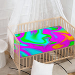 Holographic Neon Liquid Trippy Print Baby Crib Sheet