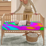 Holographic Neon Liquid Trippy Print Baby Crib Sheet