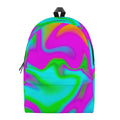 Holographic Neon Liquid Trippy Print School Backpack